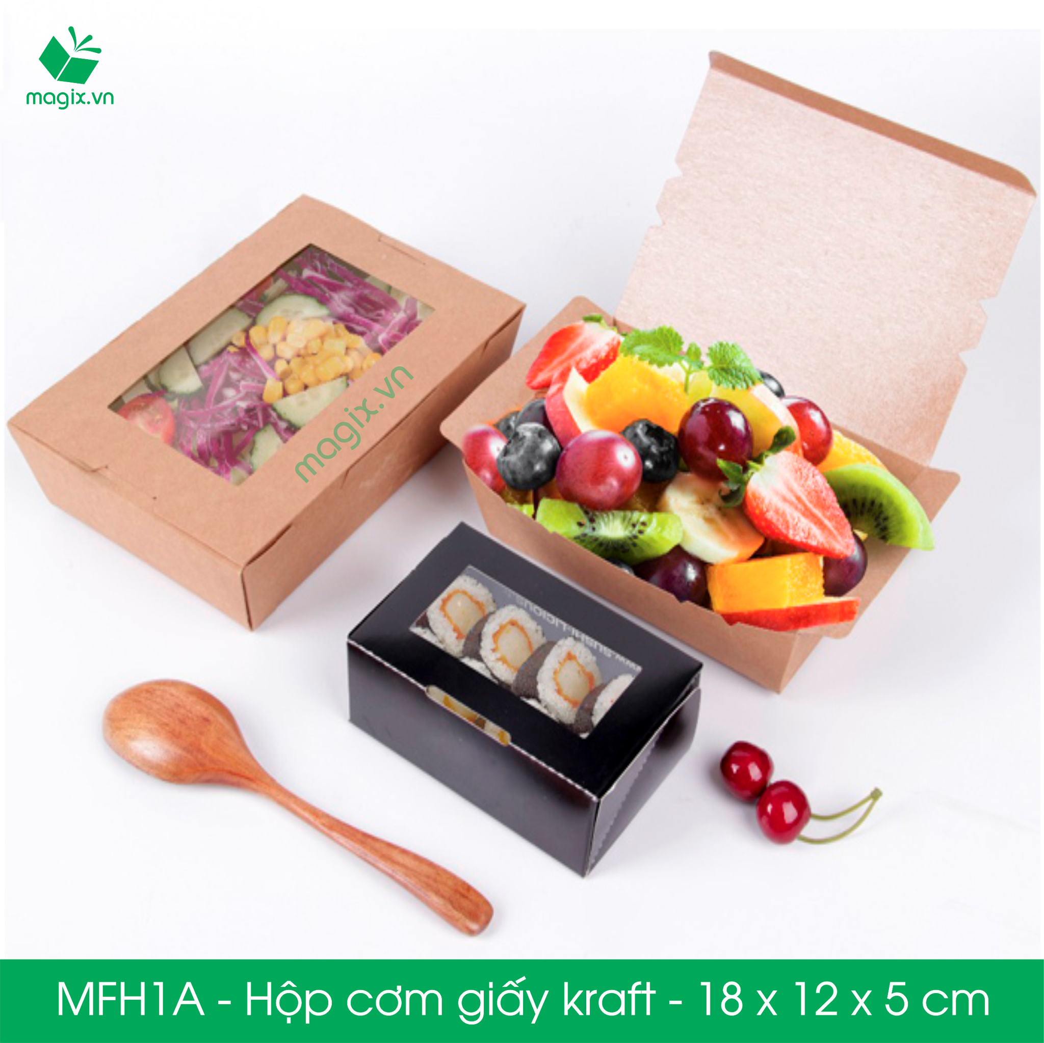 MFH1A - Hộp giấy đựng đồ ăn - 18x12x5 cm