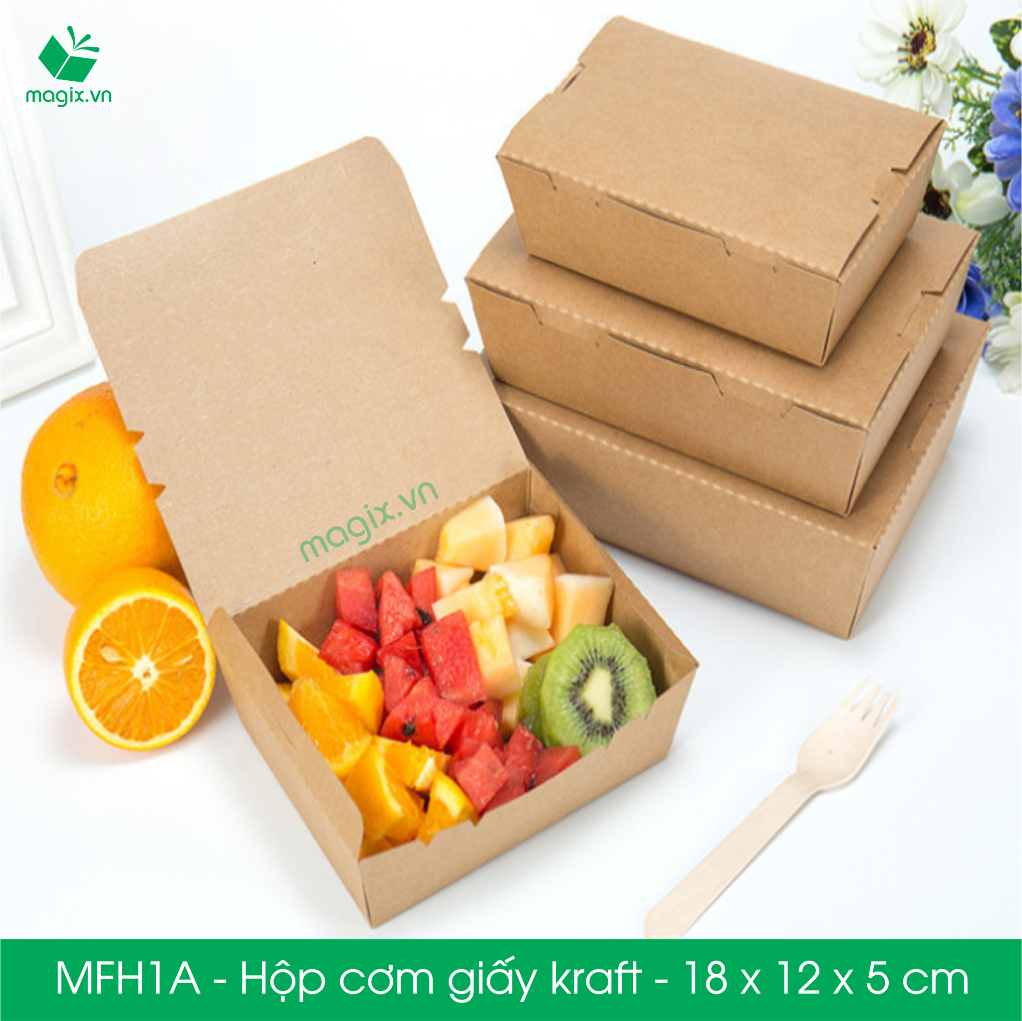 MFH1A - Hộp giấy đựng đồ ăn - 18x12x5 cm