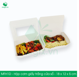  MFH1D - Hộp giấy trắng đựng đồ ăn có cửa sổ- 18x12x5 cm 