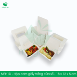  MFH1D - Hộp giấy trắng đựng đồ ăn có cửa sổ- 18x12x5 cm 