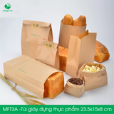  MFT3A - Túi giấy đựng thực phẩm màu nâu - 23.5 x 15 x 8 cm 