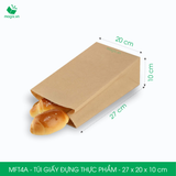  MFT4A - Túi giấy đựng thực phẩm màu nâu - 27 x 20 x 10 cm 