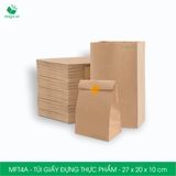  MFT4A - Túi giấy đựng thực phẩm màu nâu - 27 x 20 x 10 cm 