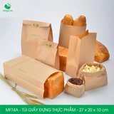  MFT4A - Túi giấy đựng thực phẩm màu nâu - 27 x 20 x 10 cm 