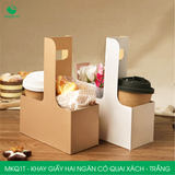  MKQ1T - Khay giấy hai ngăn có quai xách - Trắng - 17.5x8x9 cm 