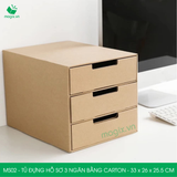  MS02 - Tủ đựng hồ sơ 3 ngăn bằng carton - 33x26x25.5 cm 
