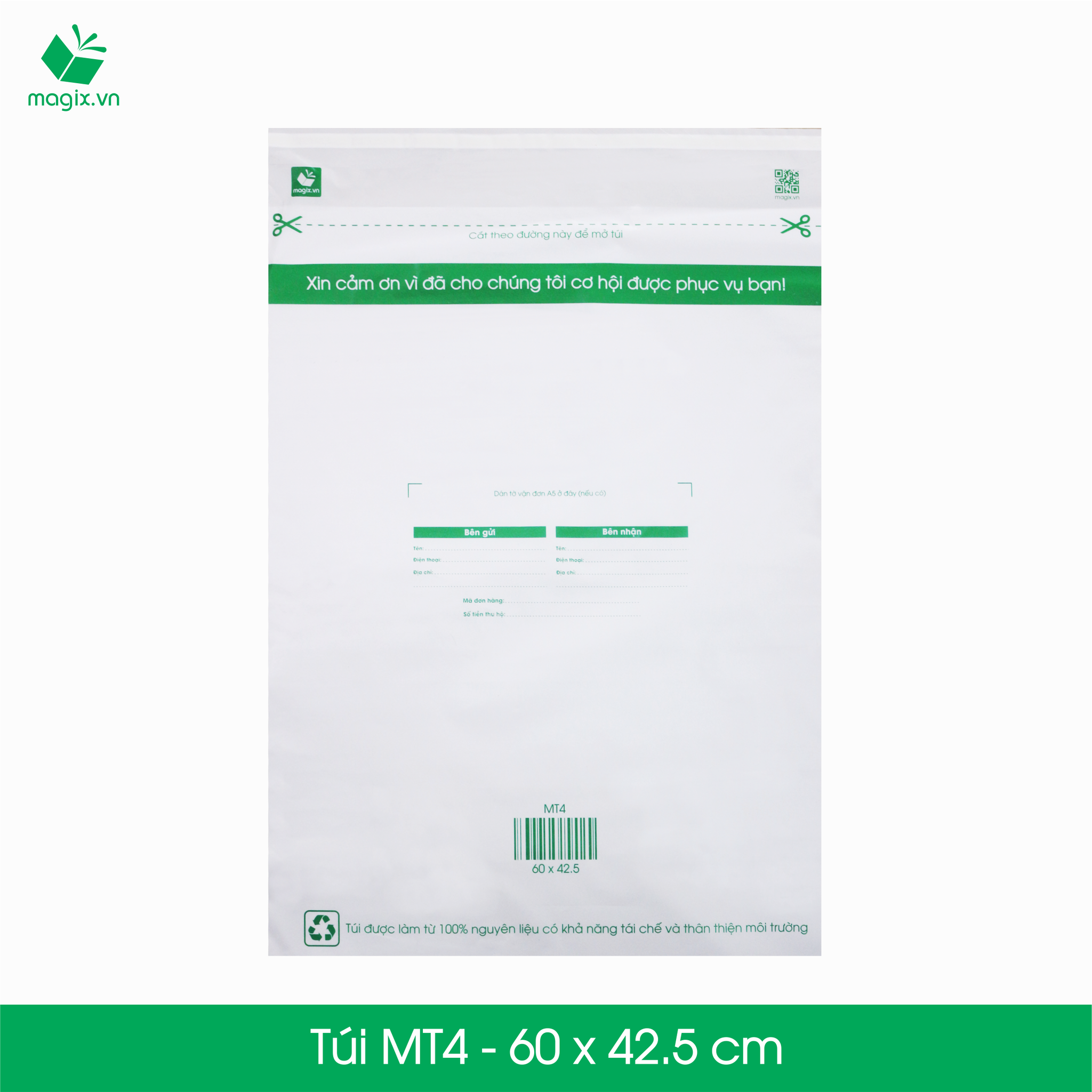 Túi nilon (tự phân hủy sinh học) giao hàng - MT4 - 60 x 42.5 cm