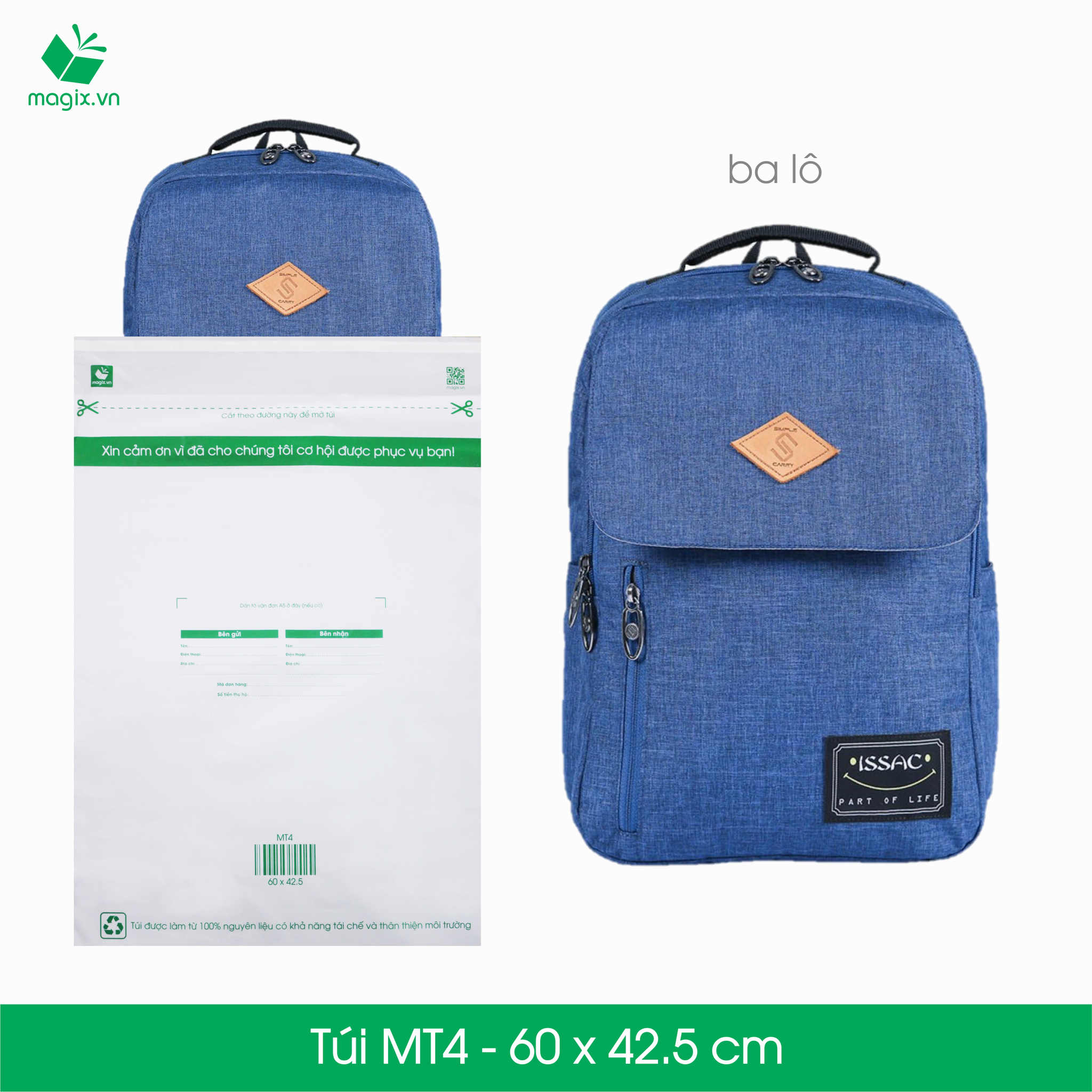 Túi nilon (tự phân hủy sinh học) giao hàng - MT4 - 60 x 42.5 cm