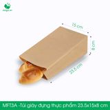  MFT3A - Túi giấy đựng thực phẩm màu nâu - 23.5 x 15 x 8 cm 