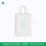  MTG0T  - 16x13x6cm - Túi giấy Kraft màu trắng 