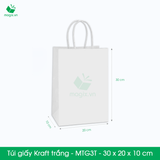  MTG3T  - 30x20x10cm - Túi giấy Kraft màu trắng 