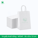  MTG4T - 35x25x12cm - Túi giấy Kraft màu trắng 