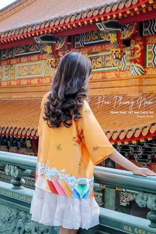 Áo kimono Phụng Dương - Vàng