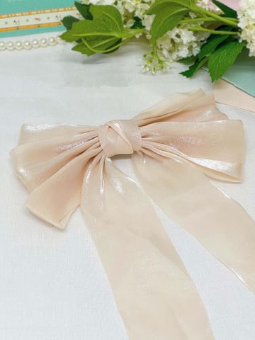 Kẹp tóc KE-042 nơ ba tầng organza kem nhạt