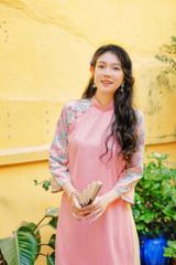 Áo dài linen Quỳnh Lan cổ đứng