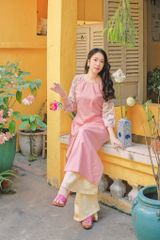 Áo dài linen Quỳnh Lan cổ tròn