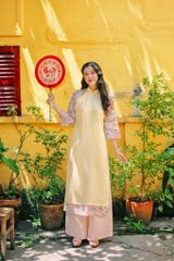 Áo dài linen Nguyệt Lan cổ đứng