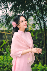 Áo dài Dáng xưa Yên Phương 2024 - Hồng pastel