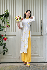 Áo dài linen hoa Ý Nhiên