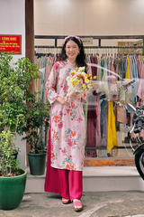 Áo dài linen hoa Ý Xuân