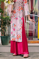 Áo dài linen hoa Ý Xuân