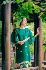 Set Áo dài Organza Khuê Văn - Xanh lá - Size S