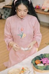 Áo dài linen Thêu tay An Hạ