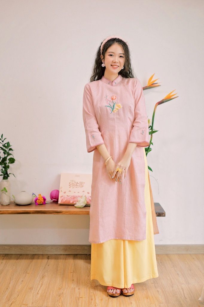 Áo dài linen Thêu tay An Hạ