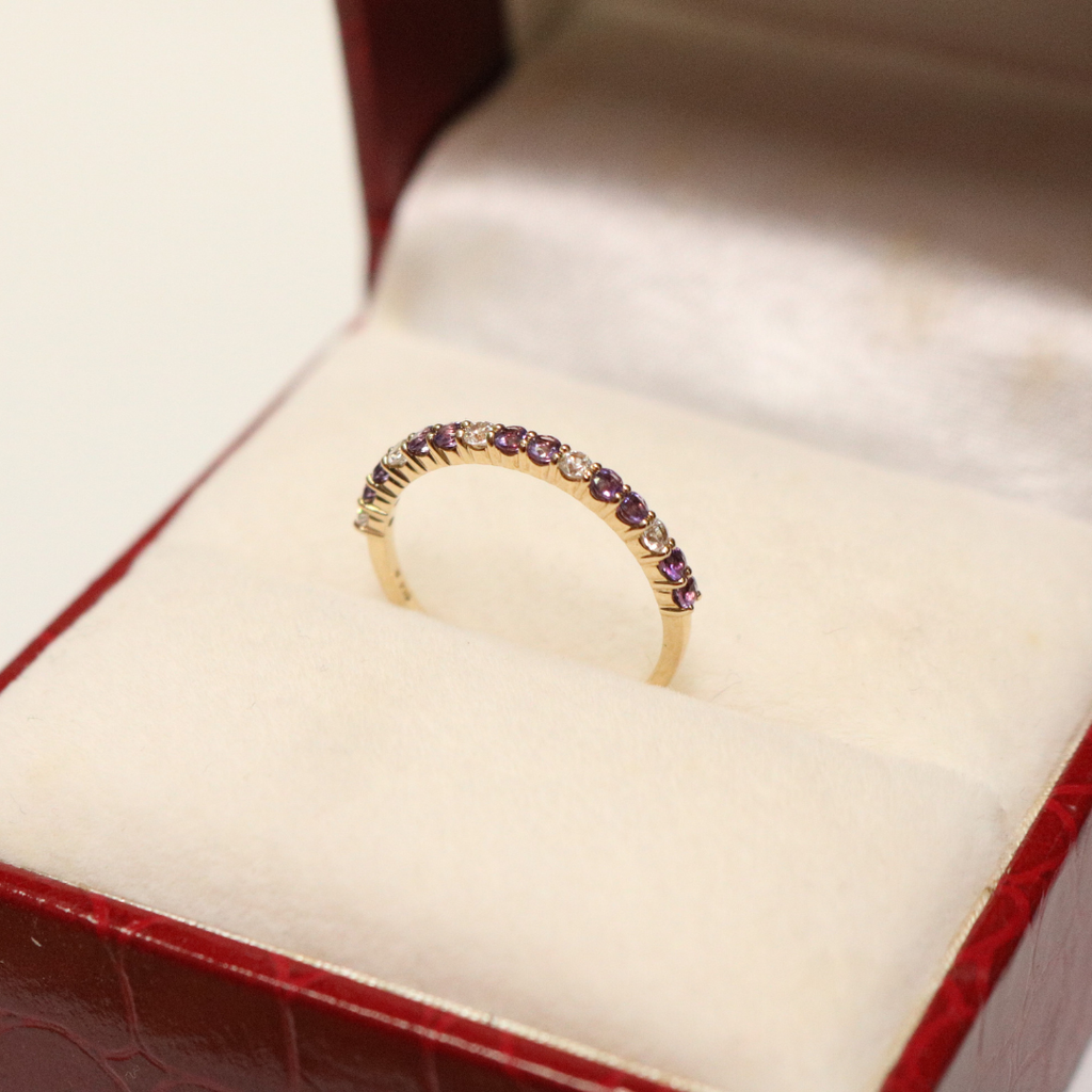 Trang sức nhẫn vàng 10K - đá Amethyst CZ 1.8 HRND-064