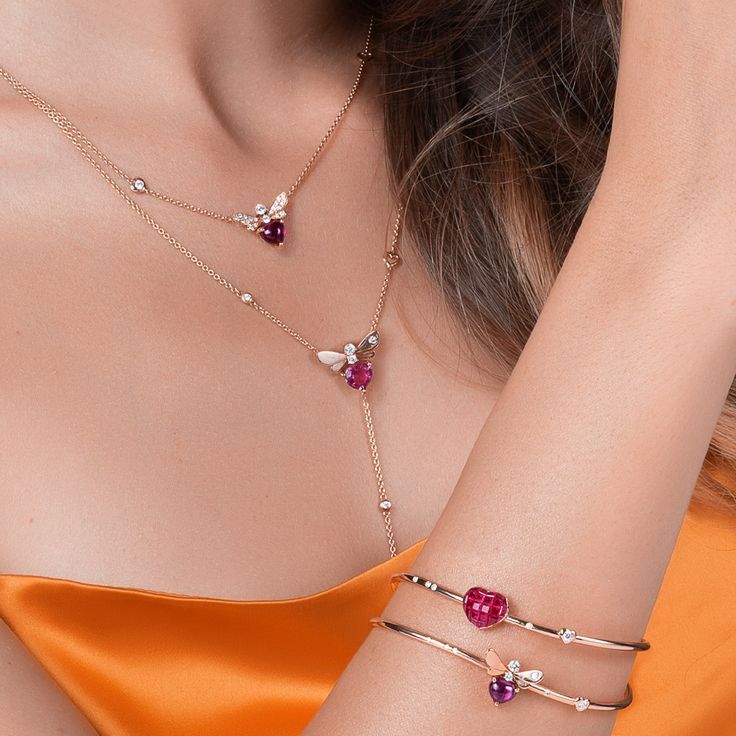 Bộ trang sức vòng cổ , vòng tay kim cương - đá Ruby/ hồng ngọc - đá Amethyst/ thạch anh tím BTS040