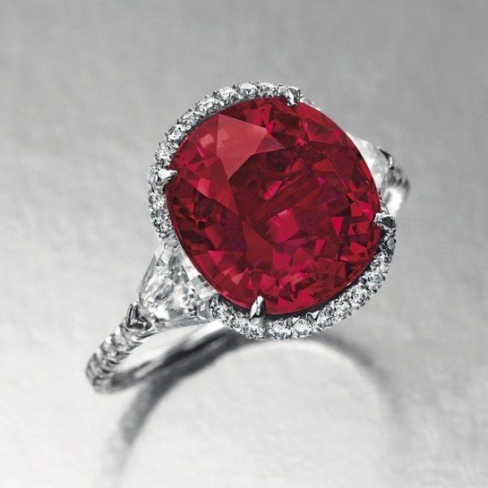 Nhẫn kim cương - đá Garnet/ Ngọc hồng lựu N048