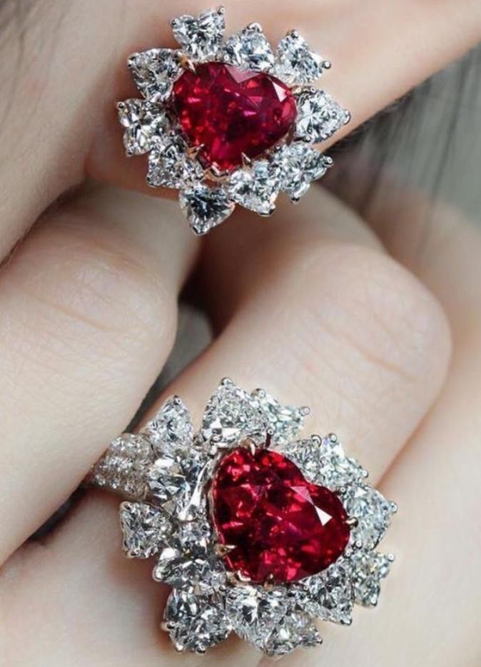Nhẫn kim cương - đá Garnet/ Ngọc hồng lựu N066