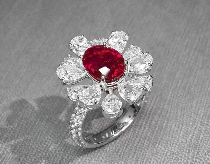Nhẫn kim cương - đá Garnet/ Ngọc hồng lựu N067