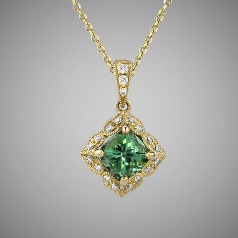 Trang sức mặt dây vàng - kim cương - đá  Emerald/ ngọc lục bảo VC012