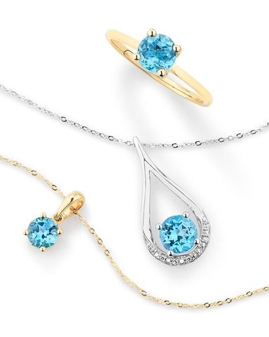 Set trang sức vòng cổ - hoa tai - nhẫn Đá Topaz