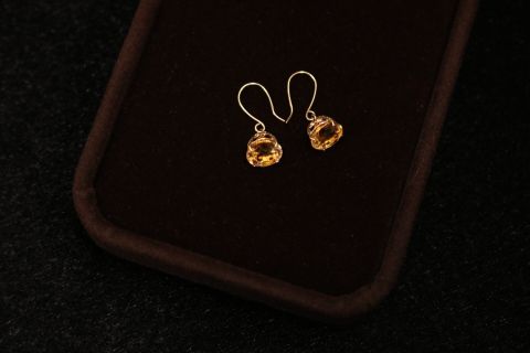 Trang sức hoa tai K18YG Citrine sz 7.5 60874