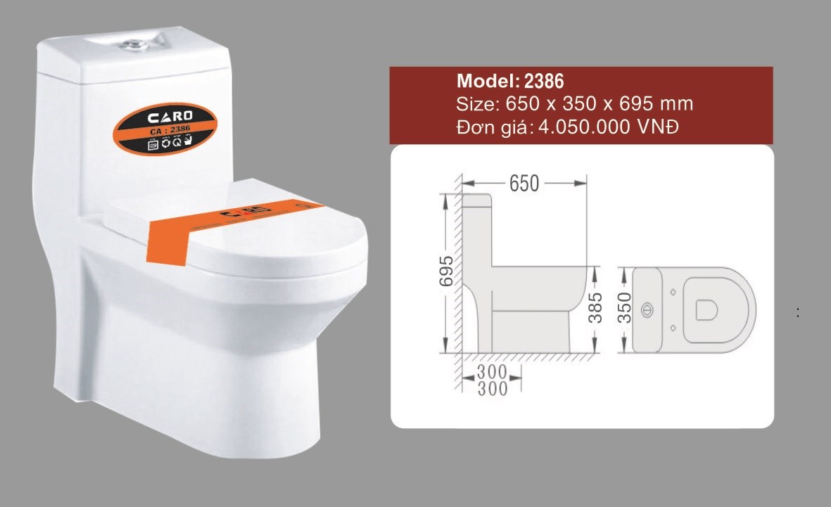 BỒN CẦU MỘT KHỐI CARO CA 2386
