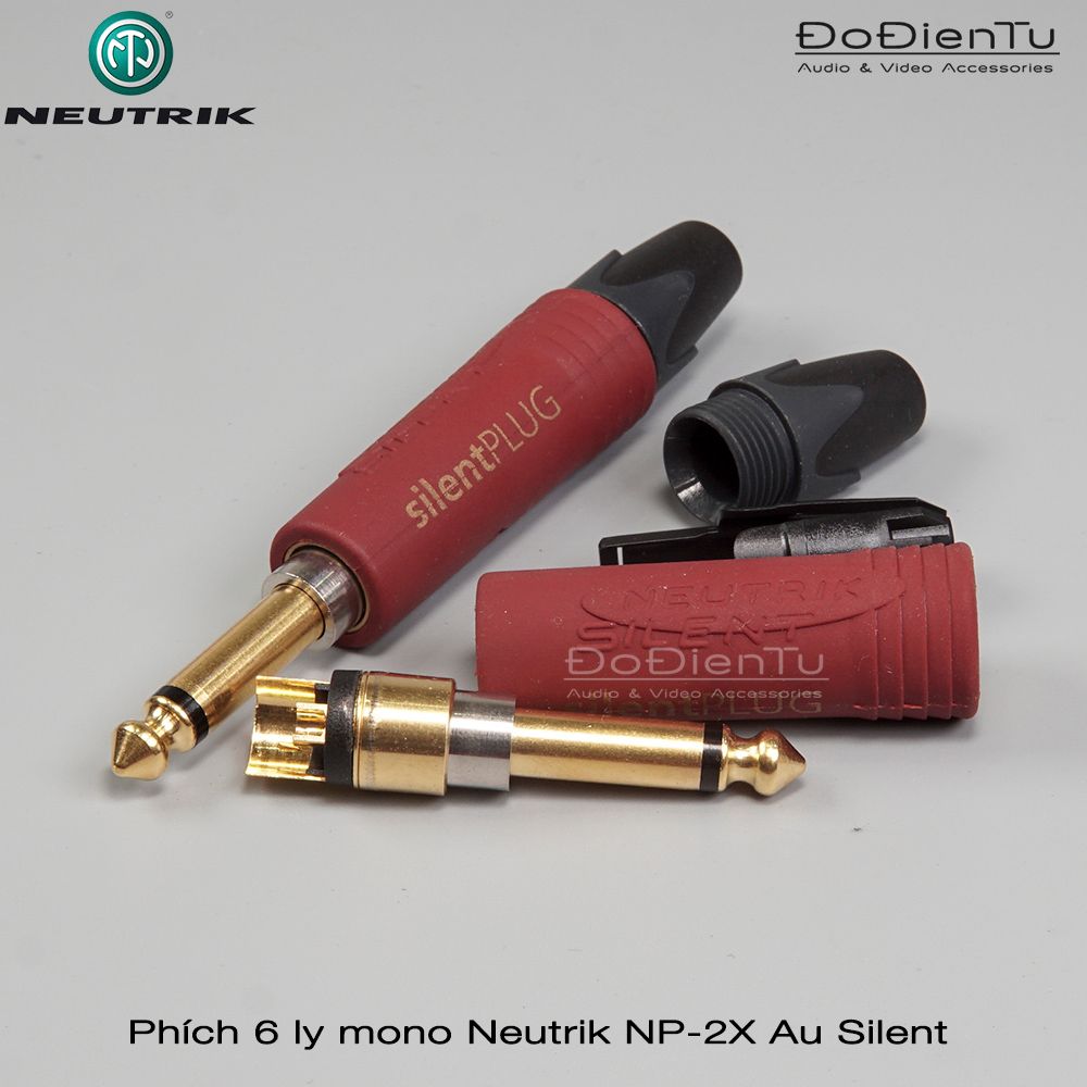 Phích cắm 6.35mm Neutrik NP-2X Au Silent