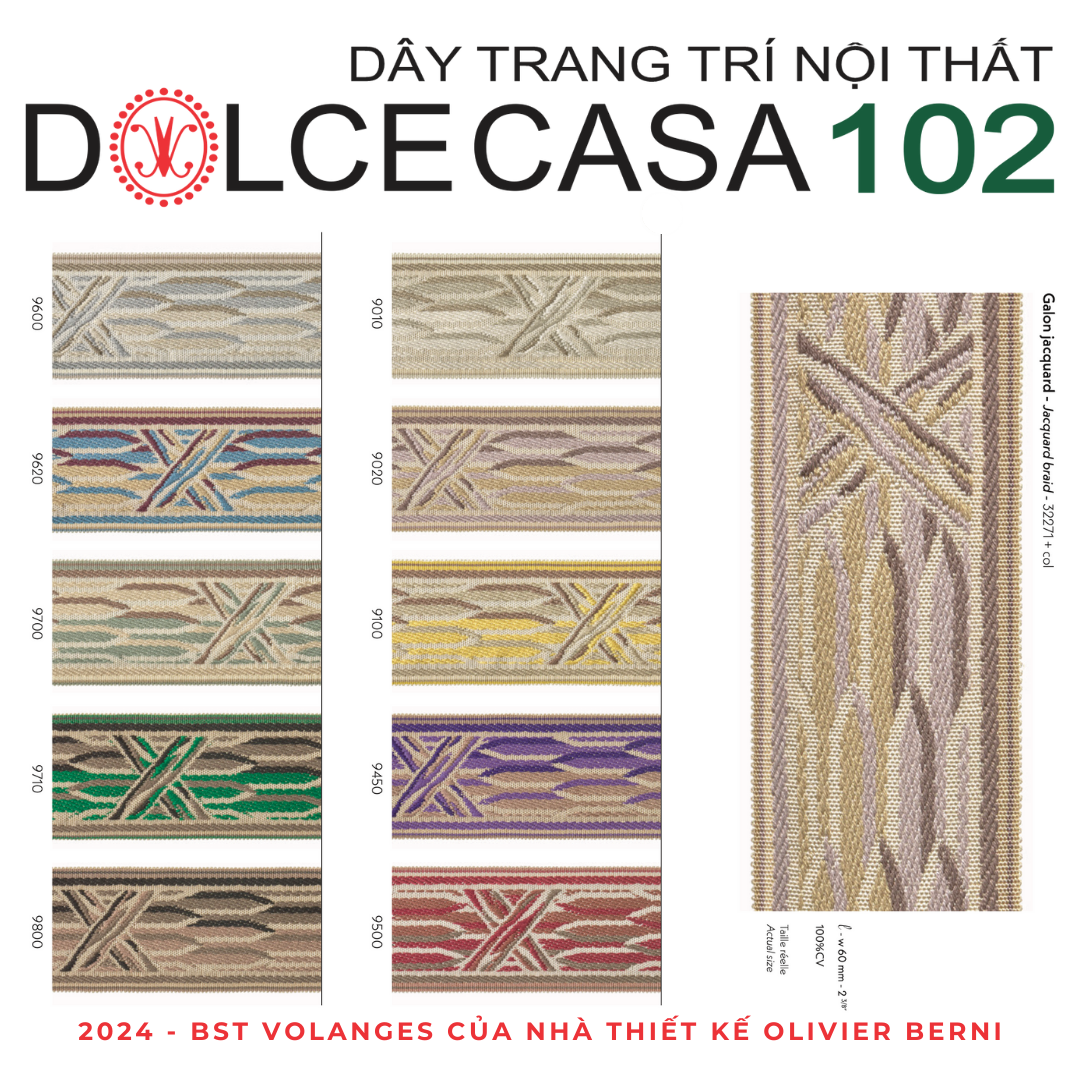  2024 dây trang trí VOLANGES 32271 dệt jacquard có sẵn tại nhà máy 