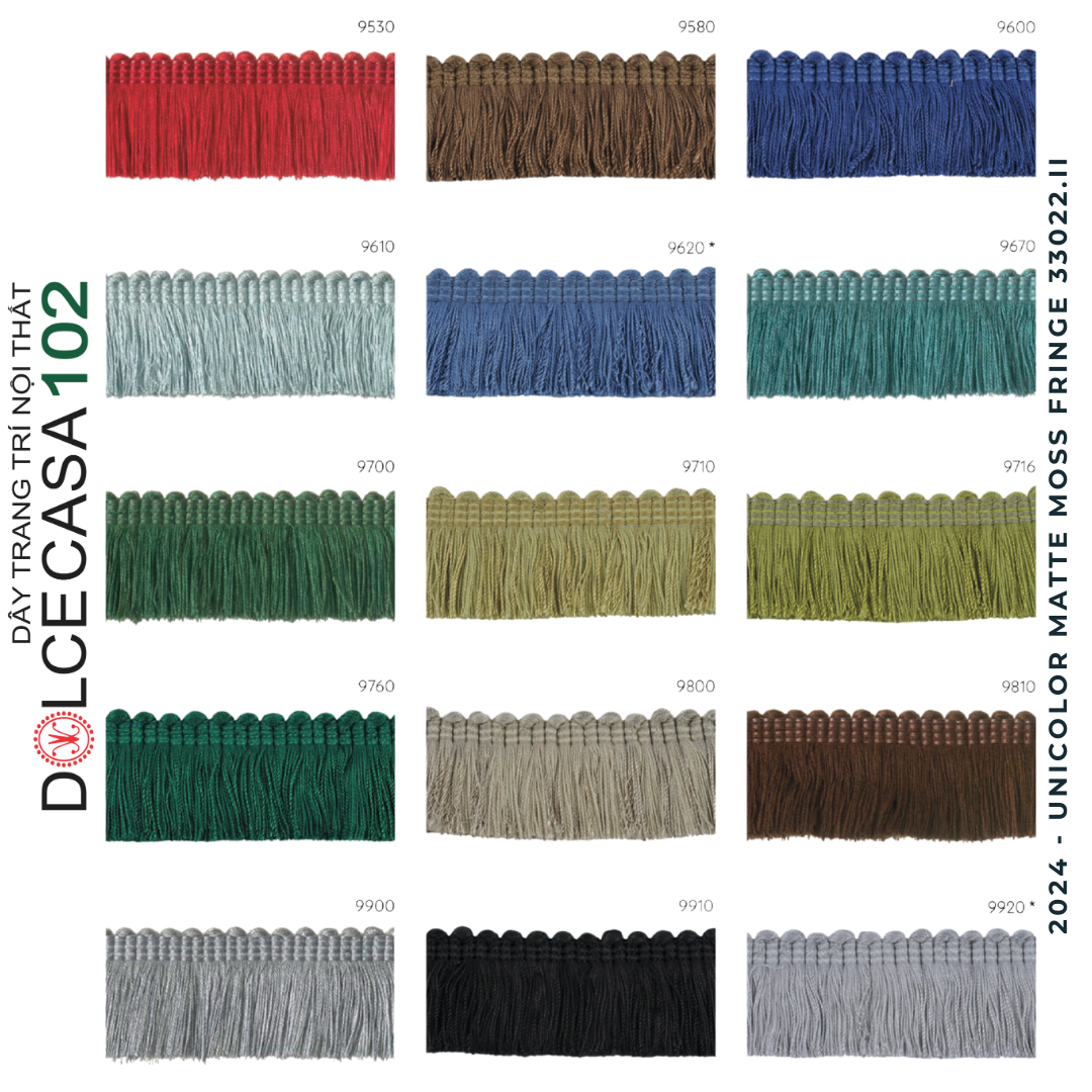 MOSS FRINGES 2024 dây viền tua rua 33022 màu mặt mờ có sẵn tại nhà máy