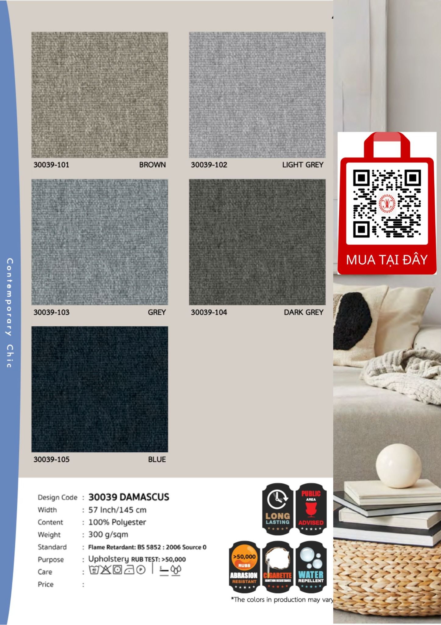 Vải Bọc Nệm Ghế 2024 Hints of Nature - CONTEMPORARY CHIC