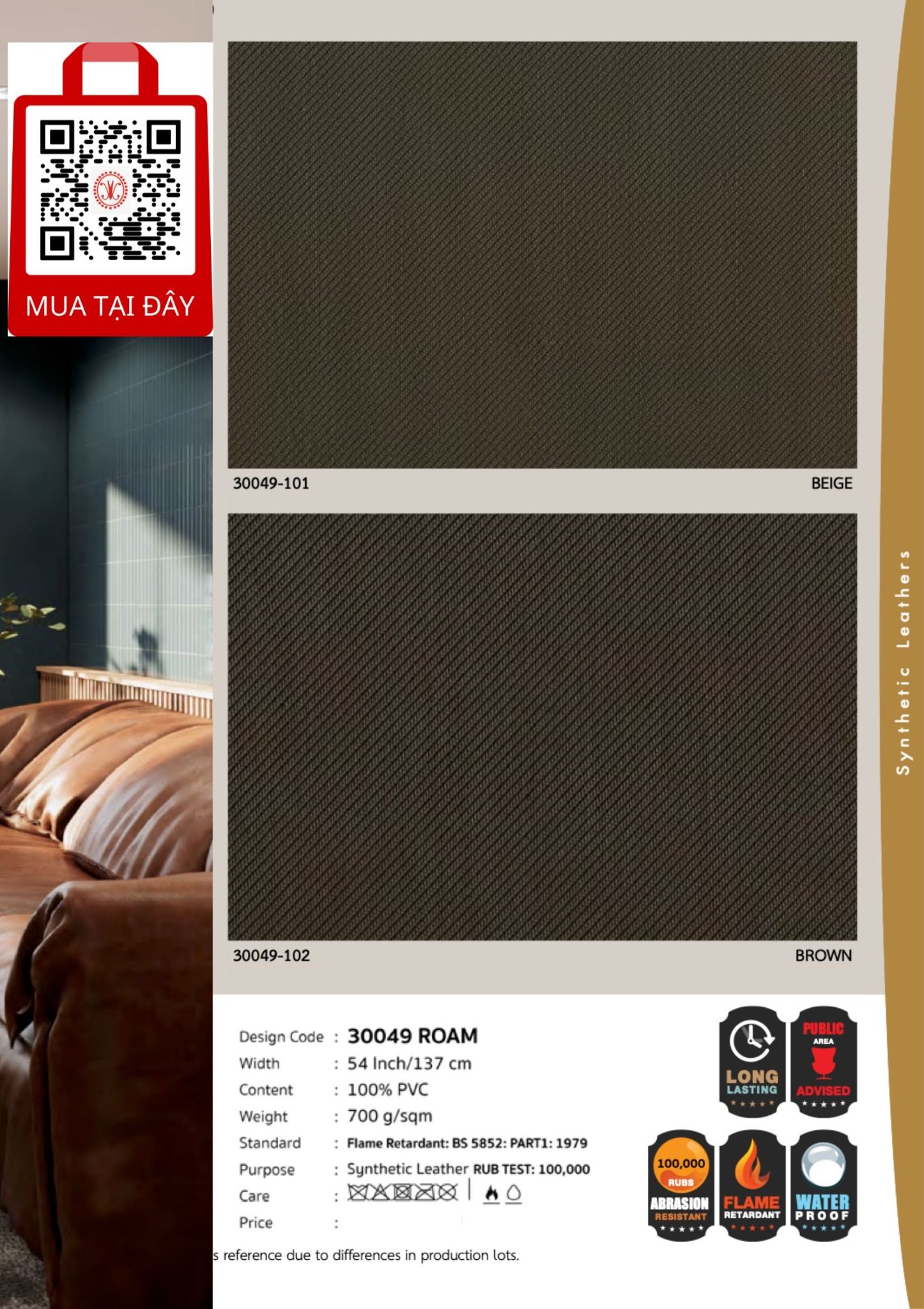Vải PVC Bọc Nệm Ghế 2024 Hints of Nature - FESTIVAL SYNTHETIC LEATHER