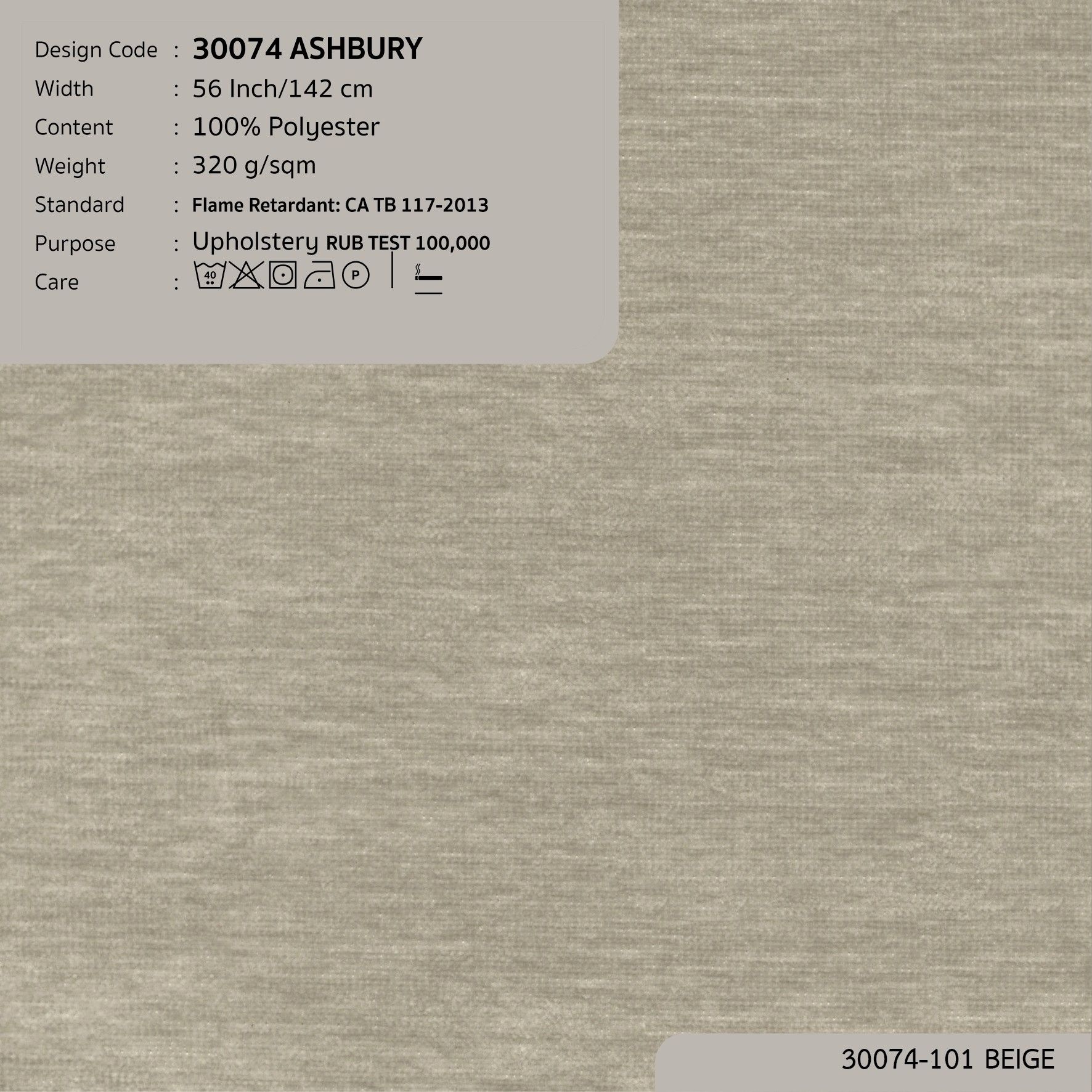 30074 vải bọc nệm ghế ASHBURY 10 màu copyright 2023
