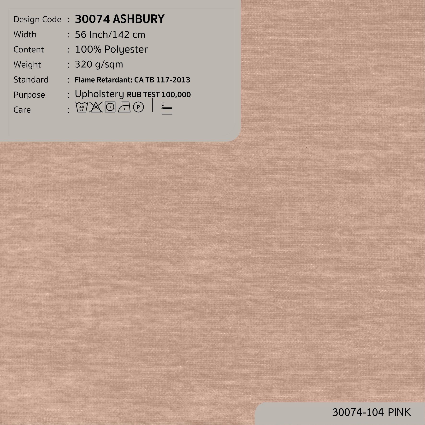 30074 vải bọc nệm ghế ASHBURY 10 màu copyright 2023