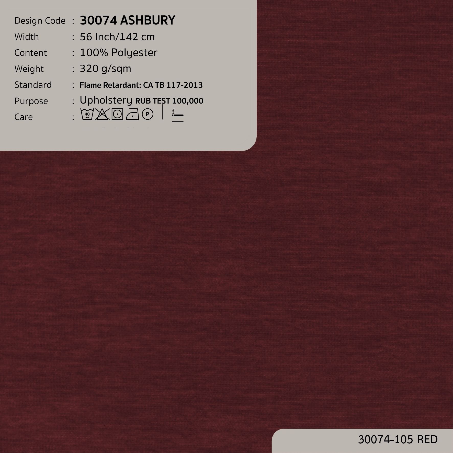 30074 vải bọc nệm ghế ASHBURY 10 màu copyright 2023