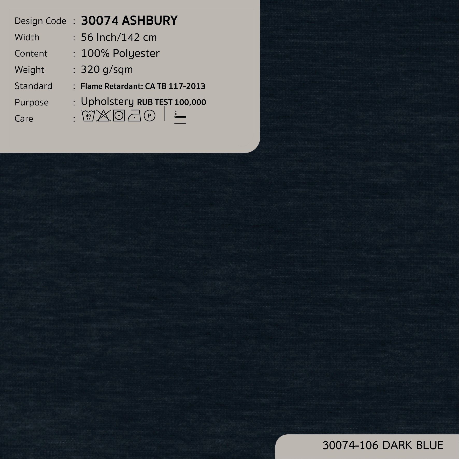 30074 vải bọc nệm ghế ASHBURY 10 màu copyright 2023