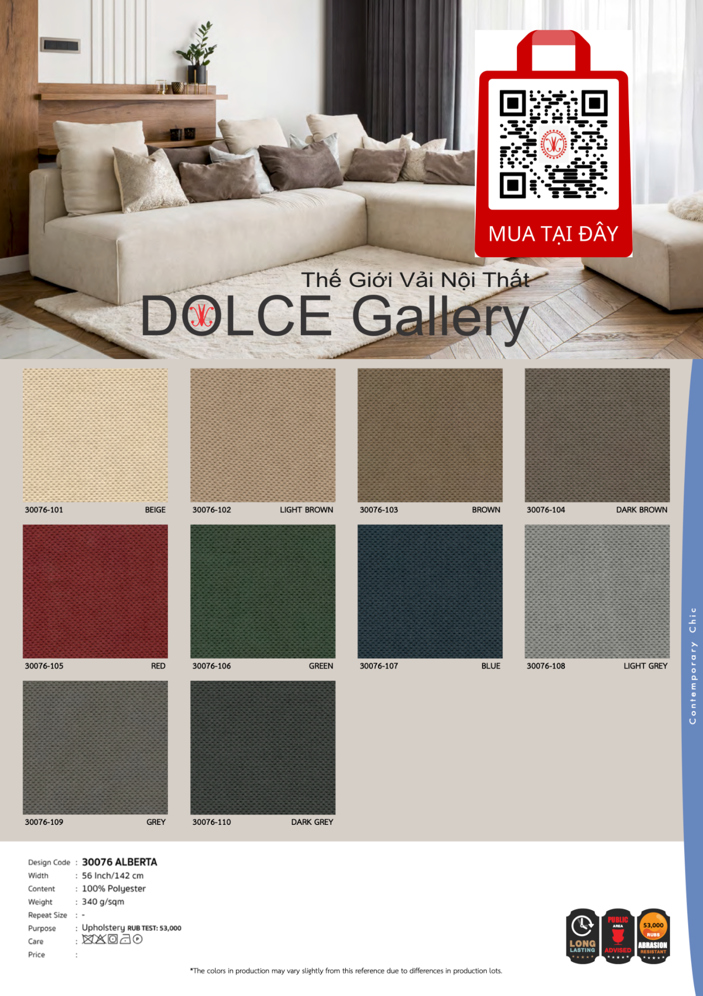 Vải Bọc Nệm Ghế 2024 Hints of Nature - CONTEMPORARY CHIC