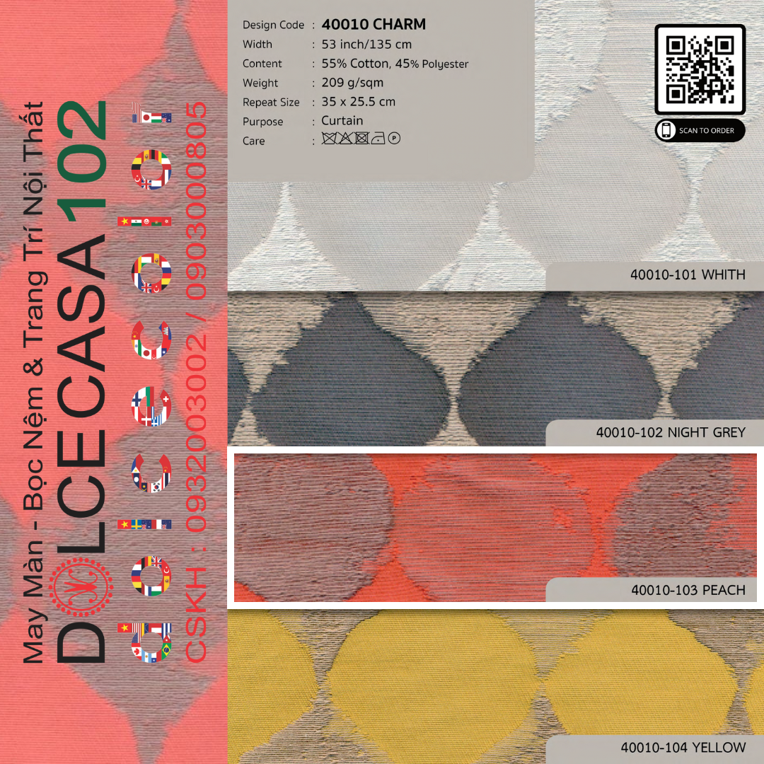 40010 vải màn rèm cửa CHARM 4 màu copyright 2013