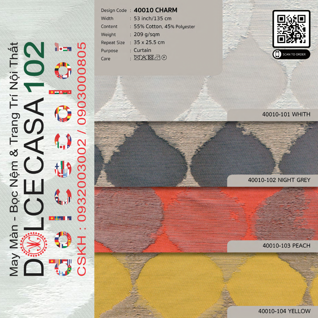 40010 vải màn rèm cửa CHARM 4 màu copyright 2013