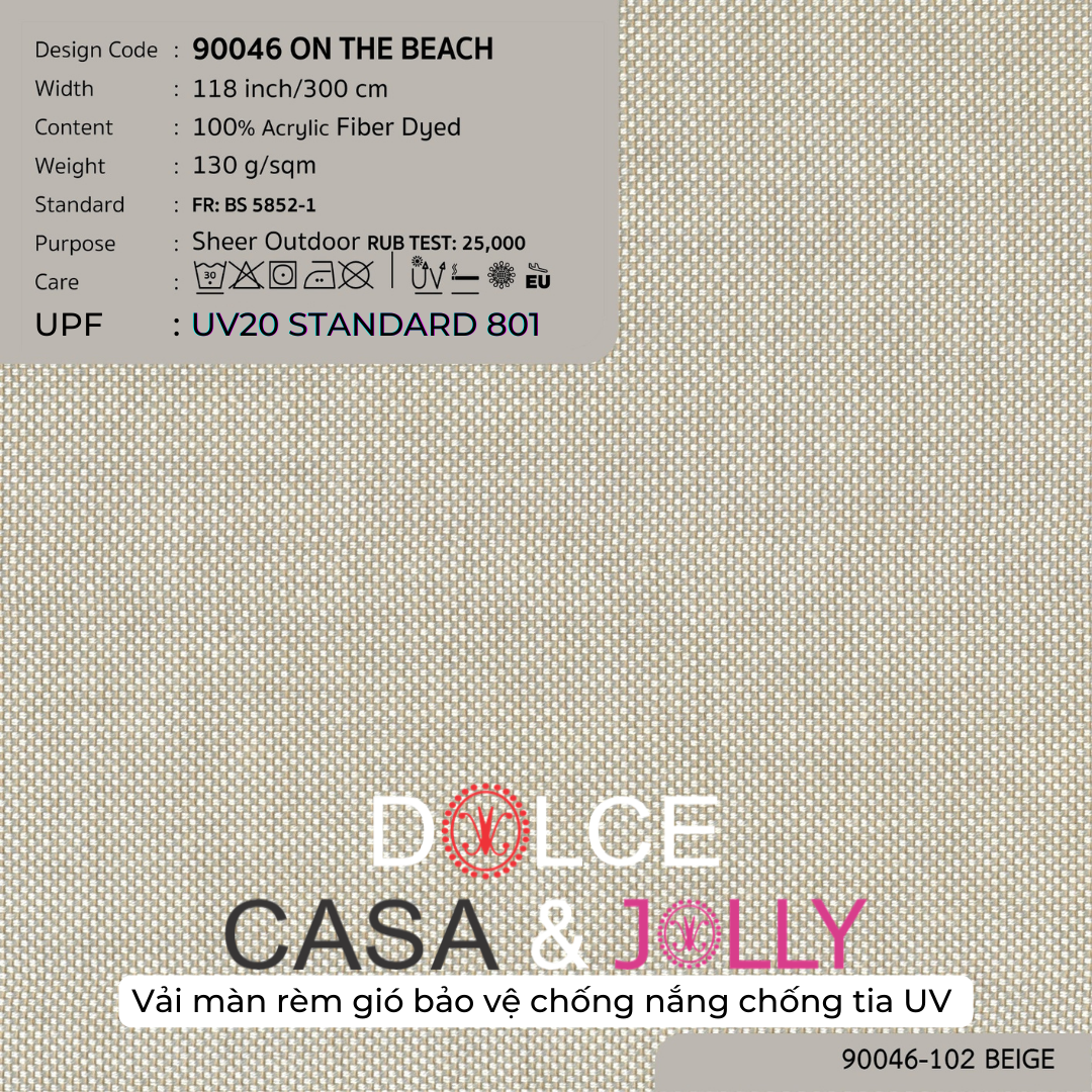 90046 vải màn rèm gió ngoài trời chống tia UV ON THE BEACH tại nhà máy